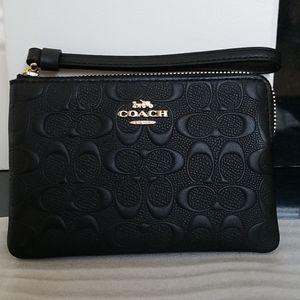Coach Leather Corner Zip Wristlet Wallet Clutch